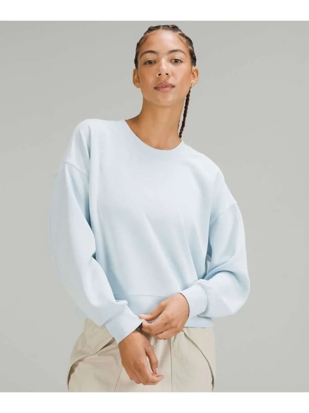 Lululemon Softstreme Perfectly Oversized Cropped Crew Size 6 Powder Blue